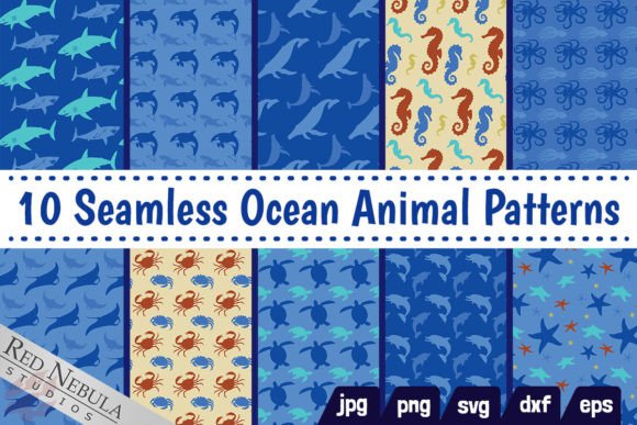 10 Seamless Ocean Animal Patterns