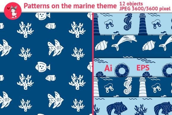 Bring the Ocean to Life: 12 Seamless Patterns on the Marine Theme for Designers Who Demand Depth and Versatility