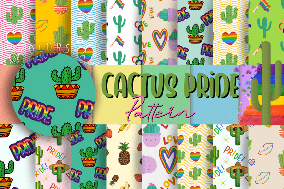 Cactus Gay Pride Patterns Seamless Set