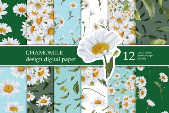 Chamomile Patterns & Digital Papers: Versatile Watercolor Textures for Every Creative Project