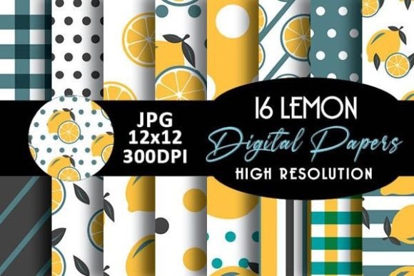Dark Lemon Digital Papers Patterns