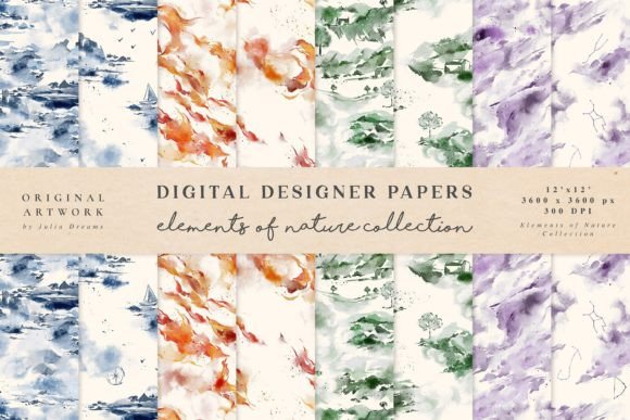 Elements of Nature Seamless Patterns