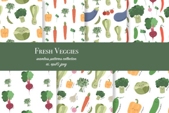 Fresh, Vibrant, and Ready to Use: The Vegetables Set of Seamless Patterns