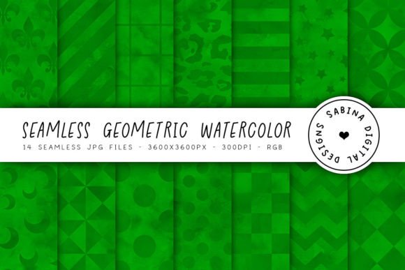 Green Watercolor Geometric Patterns