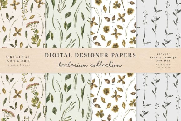 Herbarium Watercolor Seamless Patterns: A Versatile Resource for Creative Professionals and Everyday Designers