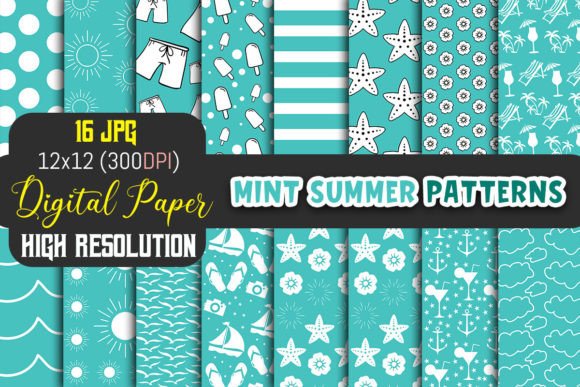 Mint Summer Patterns – Digital Papers