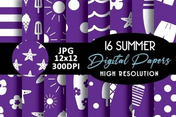 Purple Summer Digital Papers Patterns: Vibrant, Versatile Backgrounds for Every Creative Need