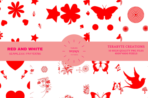 Red and White Seamless Patterns: Versatile, High-Resolution Designs for Every Creative Need
