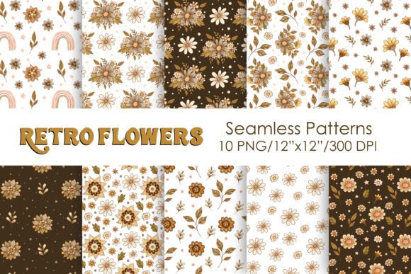 Retro Flowers Seamless Patterns