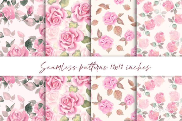Roses. 4 Seamless Patterns: Practical Integration for Creative Workflows