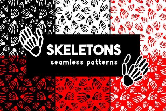 Skeletons Seamless Patterns Bundle