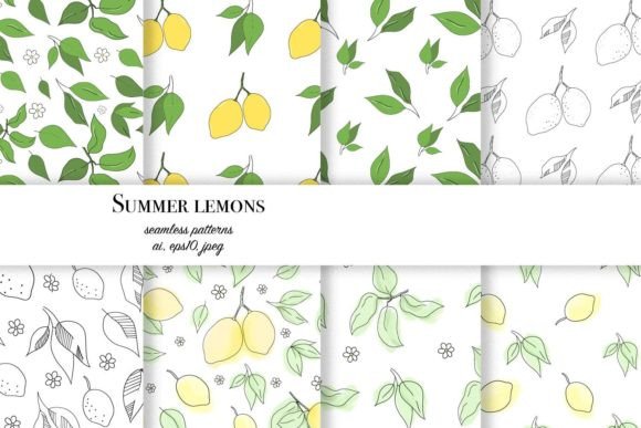Summer Lemons Seamless Patterns Set: Fresh, Versatile & Ready-to-Use Vector Designs for Creative Projects