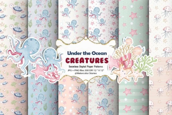 Under the Ocean Creatures Patterns: A Versatile Resource for Surface Design and Creative Practice