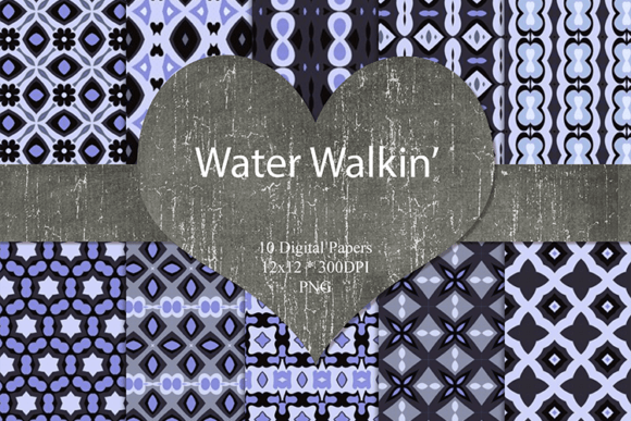 Wintery Watery Blue Black Patterns